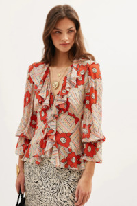 Events: Rixo Ami Blouse - Milos Floral Cream