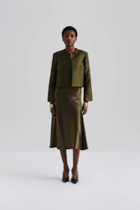 Malina: Malina Ruthie Cropped Long Sleeve Blouse - Olive