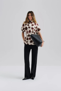 Malina Otilia Draped Half Polo Top - Wine Peony