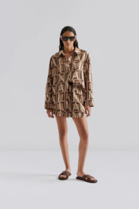 Malina Felicity Silk Shirt - Monogram Tan