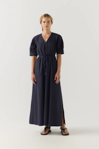 Foemina: Foemina Scottie Dress - Navy Seersucker