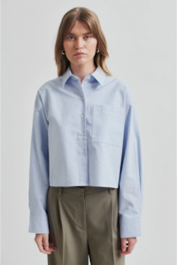 Second Female: Second Female Baulo Cropped Shirt - Cashmere Blue