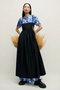 Dresses Nz: Silk Laundry Cotton Silk Tulip Dress - Black