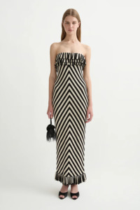 Dresses Nz: Posse Miles Strapless Dress - Cream/Black