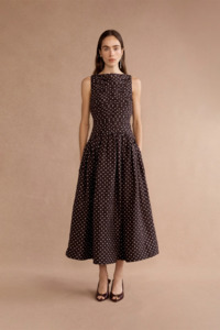 Lovaan Val Midi Dress - Cacao Spot