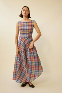 Dresses Nz: Penny Sage Cleo Dress - Primary Tartan