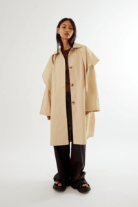 Commonplace Essentials Summer Trench w/ Detachable Scarf - Tan