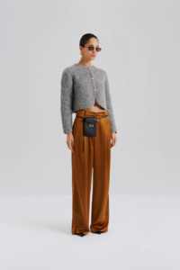 Malina Sarah Elastic Waist Satin Pants - Amber