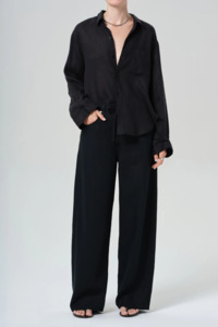 Pants: Citizens Of Humanity Brynn Drawstring Trousers - Black Linen
