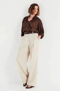 Pants: Shjark The Selbourne Trouser - Natural Linen