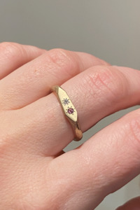 Alexandra Dodds Gemmy Mountain Signet - 9ct Gold Pink Tourmaline/Diamond