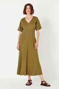 Shjark Evie Dress - Chartueuse Linen