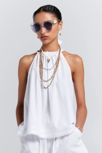 Karen Walker Scout Bow Back Top - White