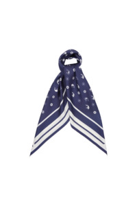 Karen Walker: Karen Walker Whale Floral Classic Silk Scarf - Navy