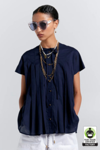 Karen Walker: Karen Walker Furrow Sleeveless Shirt - Navy