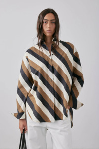 Gregory Therese Shirt Stripe - Parchment/Tobacco Stripe
