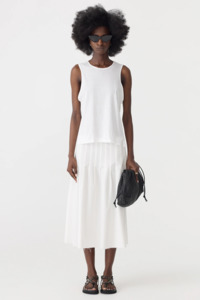 Bassike Fine Bind Athletic Tank - White