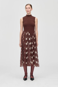 Stine Goya: Stine Goya Asymmetrical Draped Dress - Artist Blurry Dots