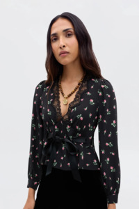 Rixo Charis Top - Sienna Bud Black