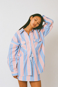 Commonplace Essentials Eastern Shirt - Baby Blue/Pink