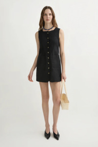 Posse: Posse Emma Button Down Mini Dress - Black
