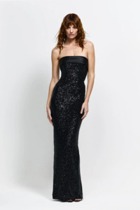 Maxi Dress: Effie Kats Thalia Gown - Black Sequin