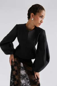 Malina Vendela Balloon Sleeve Blouse - Black