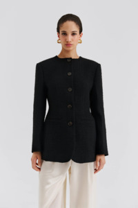 Malina Carol Fitted Round Neck Blazer - Black