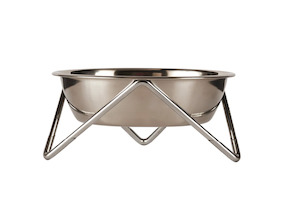 Luxe Meow Cat (or Mini Woof Dog) Bowl - Chrome/Chrome