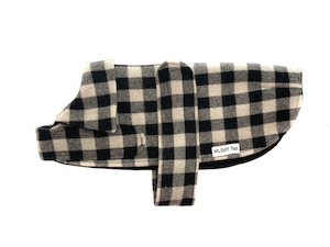 Jackets Dog: Black and White Check Wool Walking Coat (Lined)