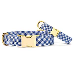 Walk: Lake Blue Gingham Dog Collar