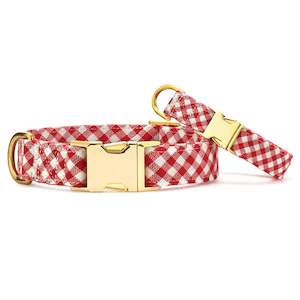Red Gingham Dog Collar