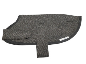 Black and Grey Herringbone Unlined Walking Coat