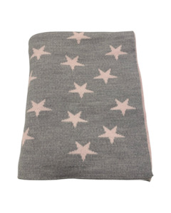 Sleep: 100% Merino Star Blanket - Light Pink/Light Grey