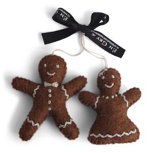 Gifts: Gingerbread Pair Man & Woman Felted Decoration