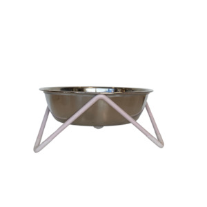 Cats: Luxe Meow Cat (or Mini Woof Dog) Bowl - Blush Base/Chrome Bowl