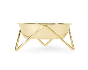 Luxe Meow Cat Bowl - Gold/Gold