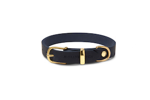 Leather Collars Dog: Butter Leather Collar - Navy Blue