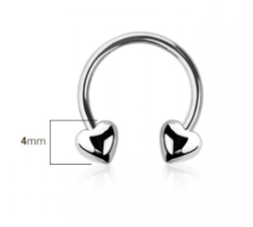 Surgical Steel Horseshoe Heart Ends