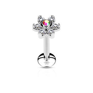 6-Gem Flower Surgical Steel Labret