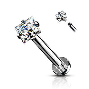 CZ Square Surgical Steel Labret