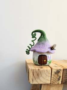 Purple Bellflower Bungalow - Felt Fairy House