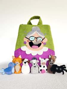 There Was an Old Lady Who Swallowed a Fly - Old Lady Play Bag & Finger Puppet Set