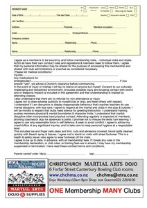 Products: Membership Form - Christchurch Martial Arts