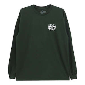 Long Sleeve T Shirt: Krooked Straiteyes Long Sleeve - Green/Black/White