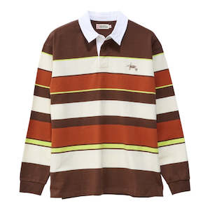 Long Sleeve T Shirt: SDouble Variagated Stripe Rugby Shirt - Spice