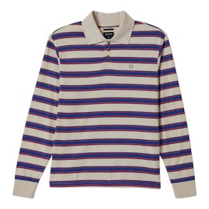 Brixton Vintage Stripe Polo Knit - Blue/Flame/Whitecap