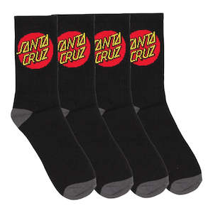 Santa Cruz Classic Dot Crew Sock 4pack - Black