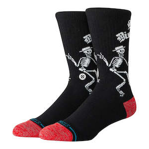 Socks: Stance Skelly Dancing Crew Sock - Black