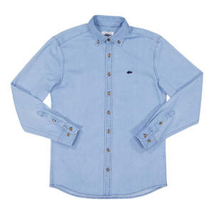 Shirts: J.A.F Stamp Denim Work Shirt - Light Blue